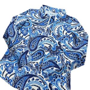IBKUL Paisley Quarter Zip Sun Shirt Womens Medium Blue IceFil Cooling UPF 50 Top